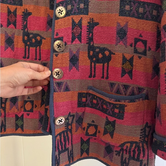 Jane Ashley Animal Print Tribal Pink Teddy Jacket Oversized Casual - Picture 6 of 6